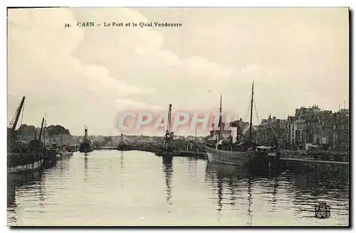 Ansichtskarte AK Caen Le Port et le Quai Vendeuvre Bateaux