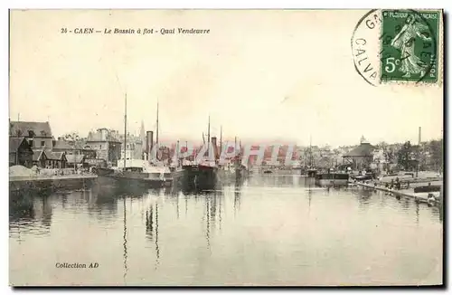 Ansichtskarte AK Caen Le Bassin a flot Quai Vendeuvre Bateaux