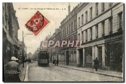 Cartes postales Caen La Rue d Auge et l Hotel du Pin Tramway Publicite Liqueur Benedictine