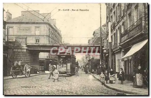 Cartes postales Caen Rue de Vaucelles Tramway Enfants