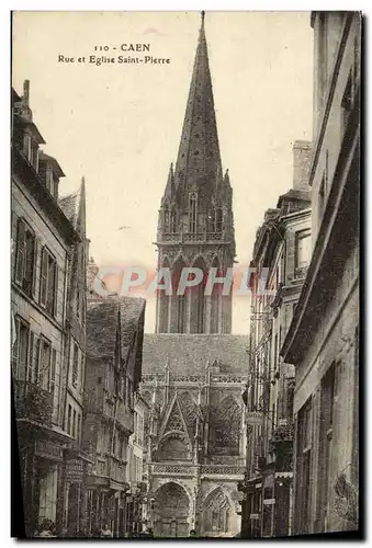 Cartes postales Caen Rue et Eglise Saint Pierre