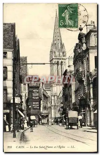 Cartes postales Caen La Rue Saint Pierre et l Eglise