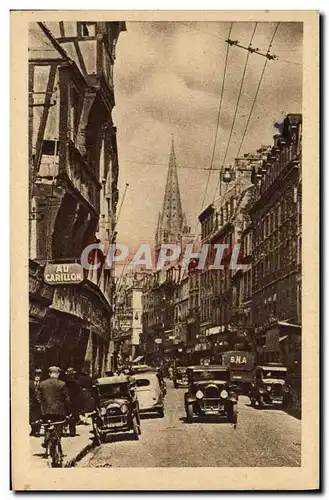 Cartes postales Caen La rue Saint Jean Au Carillon Automobile