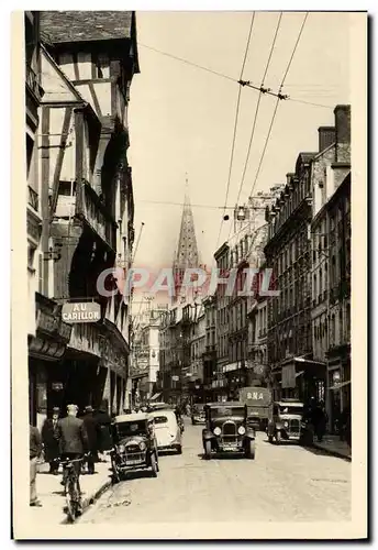 Cartes postales Caen La rue Saint Jean Au Carillon Automobile