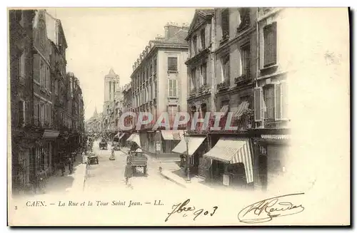 Ansichtskarte AK Caen La Rue et la Tour Saint Jean