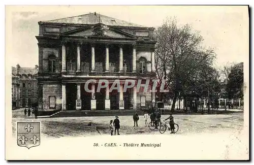 Ansichtskarte AK Caen Le Theatre Municipal Enfants Velo Cycle