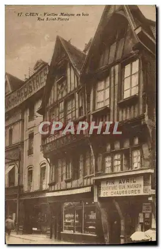 Ansichtskarte AK Caen Vieilles Maisons en Bois Rue Saint Pierre Ozanne Ouverture magasins de chaussures