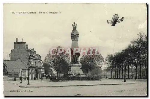 Cartes postales Caen Aviation Place Alexandre III Avion