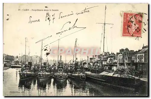 Cartes postales Caen Torpilleurs dans le Bassin Bateaux