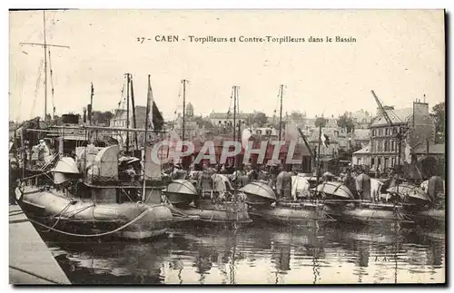 Ansichtskarte AK Caen Torpilleurs et Contre Torpilleurs dans le Bassin Bateaux