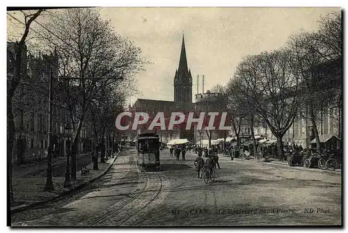 Ansichtskarte AK Caen Le Boulevard St Pierre Tramway