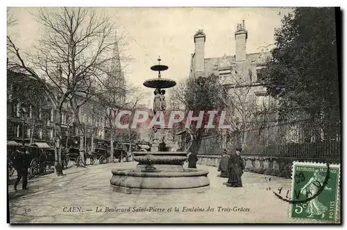 Cartes postales Caen Le Boulevard St Pierre et la Fontaine des Trois Graces