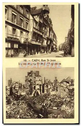 Ansichtskarte AK Caen Rue St Jean Les abords de l Hotel d Angleterre Militaria