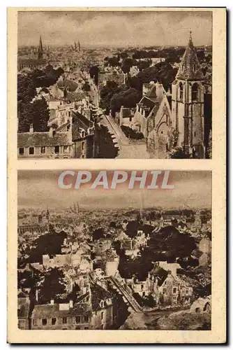 Cartes postales Caen Vue generale Avant et apres la bataille Militaria