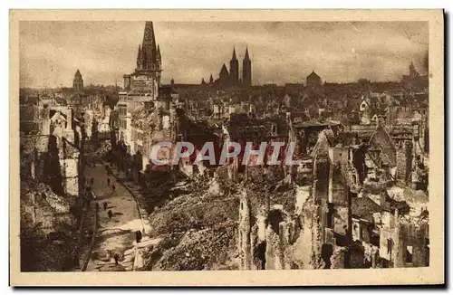 Cartes postales Caen Vue generale vers la rue Saint Pierre Militaria