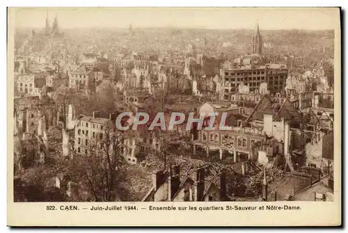 Ansichtskarte AK Caen Juin Juillet Ensemble sur les quartiers St Sauveur et Notre Dame Militaria