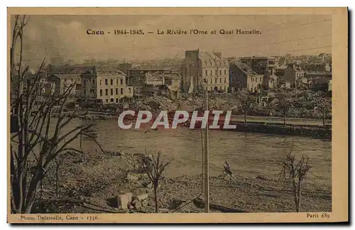 Cartes postales Caen La Riviere l Orne et Quai Hamelin Militaria