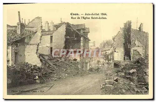 Ansichtskarte AK Caen Juin Juillet 1944 Militaria Rue de l Eglise Saint Julien