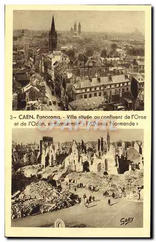 Cartes postales Caen Panorama Ville situee au confluent de l Orne et de l Odon Militaria