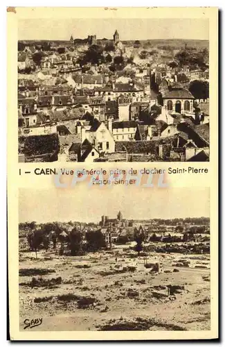 Ansichtskarte AK Caen Vue generale prise du clocher Saint Pierre Place Singer Militaria