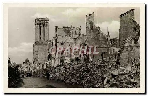 Cartes postales Caen Juin Juillet 1944 Rue et Eglise Saint Pierre Militaria