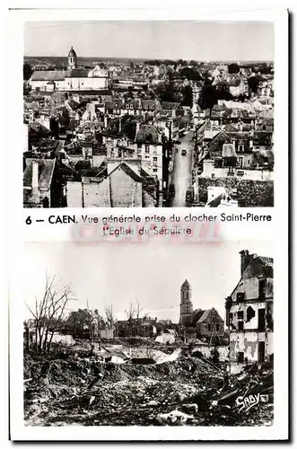 Ansichtskarte AK Caen Vue generale prise du clocher Saint Pierre L Eglise du Sepulcre Militaria