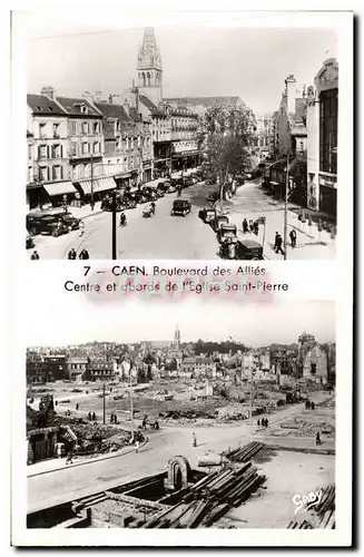 Cartes postales Caen Boulevard des Allies Centre et abords de l Eglise Saint Pierre Militaria