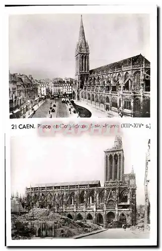 Ansichtskarte AK Caen Place et Cathedrale Saint Pierre Militaria