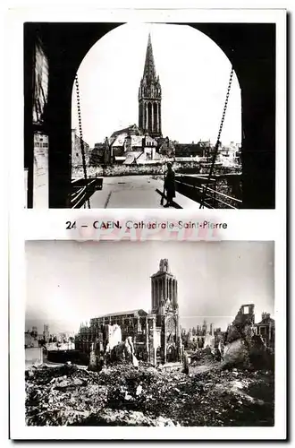 Cartes postales Caen Cathedrale Saint Pierre Militaria