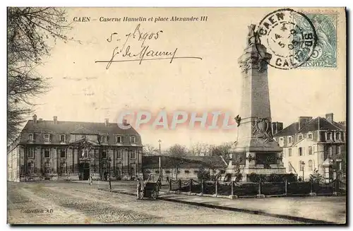 Cartes postales Caen Caserne Hamelin et place Alexandre III Militaria