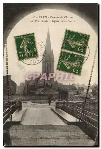 Cartes postales Caen Caserne du Chateau Le Pont Levis Eglise Saint Pierre