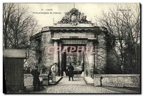 Cartes postales Caen Porte principale du Chateau Militaria Soldats