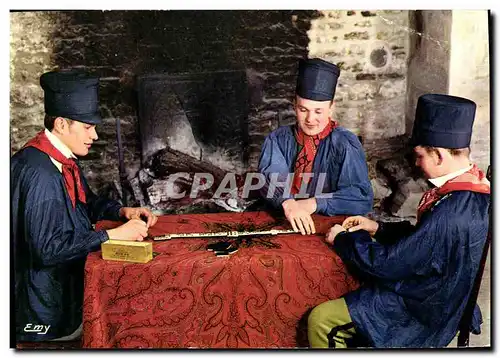 Moderne Karte La Normandie Pittoresque Groupe Blaudes et Coiffes de Caen Les joueurs de dominos Folklore