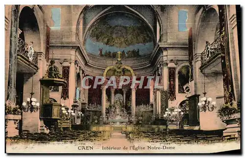 Cartes postales Caen Interieur de l Eglise Notre Dame au dos photo collee Communion