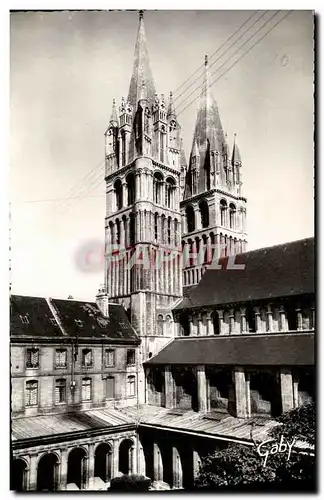 Cartes postales moderne Caen Eglise Abbatiale Saint Etienne Tour et Fleches vues du Cloitre de l Abbaye aux Hommes