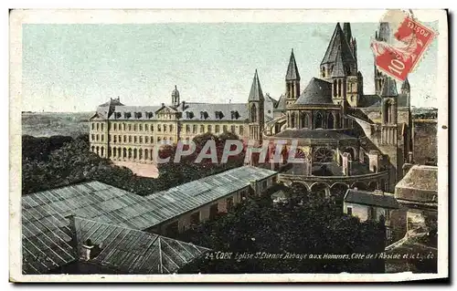 Cartes postales Caen L Abbbaye aux hommes Cote de l abside et le lycee