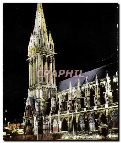 Cartes postales moderne Caen Eglise St Pierre illuminee