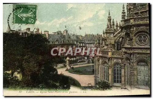 Cartes postales Caen L Eglise Saint Pierre et les jardins