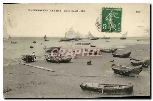 Cartes postales Grandcamp les Bains En attendant le flot Bateaux