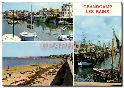Moderne Karte Grandcamp les Bains Le Port La Plage Bateaux