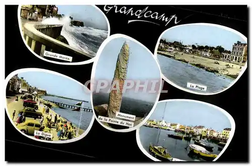 Cartes postales moderne Grandcamp La plage Grande maree La digue Le port Monument de la pointe du Hoc