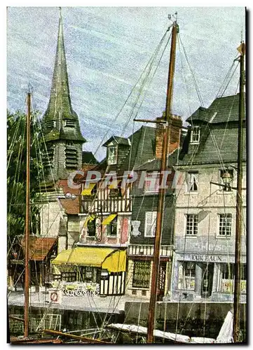 Cartes postales moderne Honfleur Aquarelle de Jean Louis Thibaut Le quai St Etienne La chapelle 1977