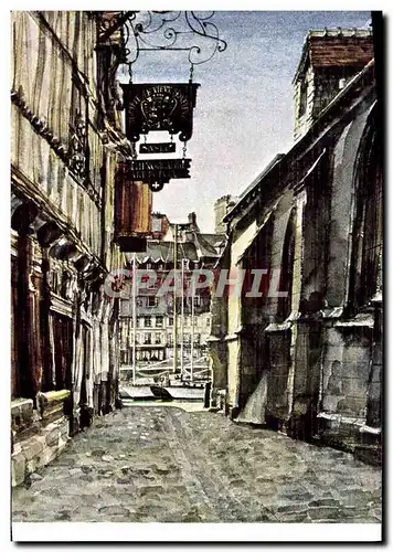 Ansichtskarte AK Honfleur Aquarelle de Jean Louis Thibaut La rue de la prison 1980 Societe du vieux Honfleur