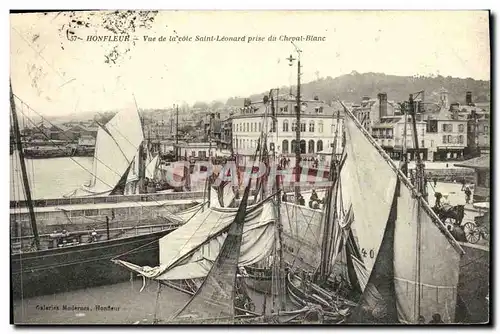 Ansichtskarte AK Honfleur Vue de la Cote Saint Leonard Prise du Cheval Blanc Bateau