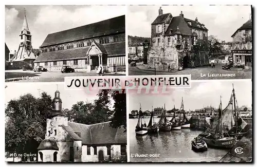 Moderne Karte Honfleur L avant port La Lieutenance L eglise ND de Grace