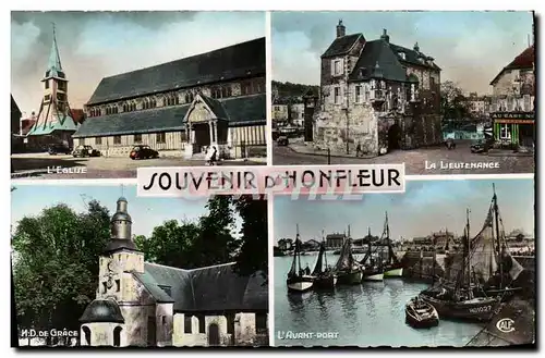 Cartes postales moderne Honfleur Lieutenance Eglise Nd de Grace Le port Bateau