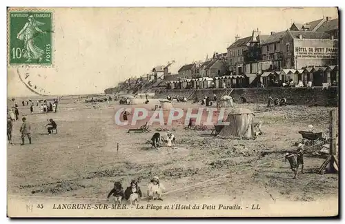 Cartes postales Langrune Sur Mer La Plage et L Hotel du Petit Paradis