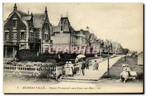 Cartes postales Hermanville Digue Promenoir Vers Lion Sur Mer