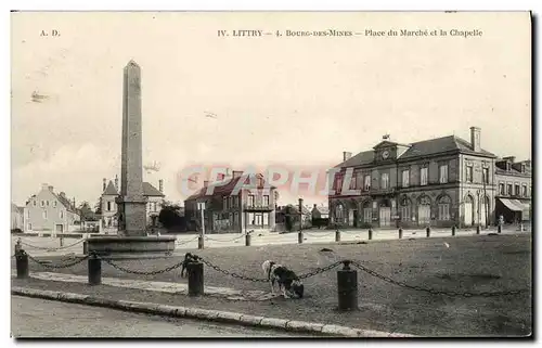 Cartes postales Littry Bourg des Mines Place du Marche et la Chapelle