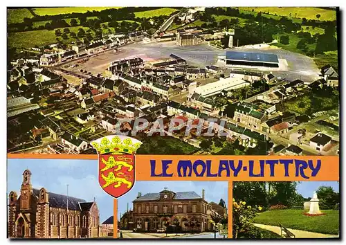 Moderne Karte Le Molay Littry Vue generale aerienne L Eglise L Hotel de ville Le Jardin Public